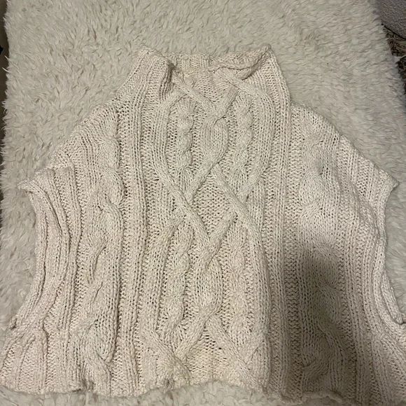 Free People Cream Cable Knit Turtleneck Sweater - Picture 1 of 2
